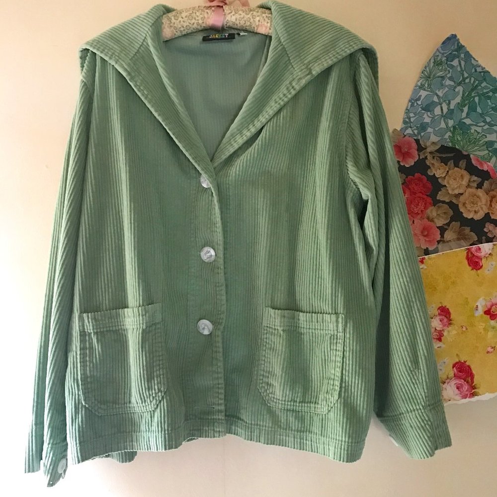 Big Bud Press Corduroy Sailor Jacket in Sage Green - NWOT